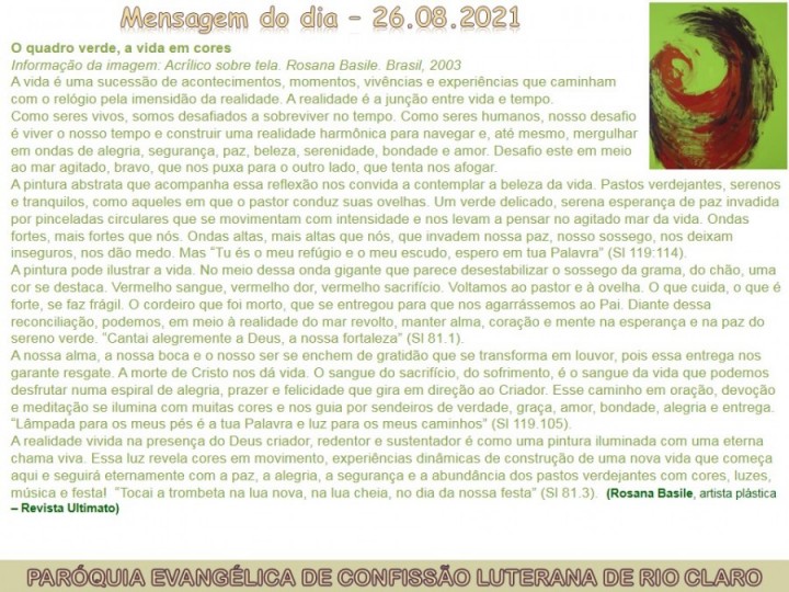 Mensagem do dia - 26.08.2021