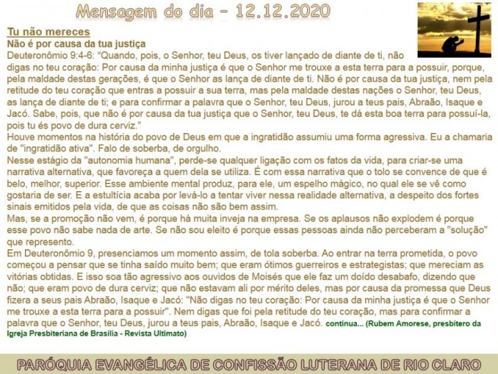 Mensagem do dia - 12.12.2020