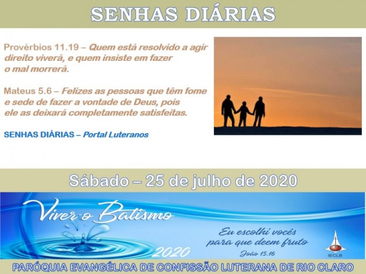 Senhas do dia - 25.07.2020
