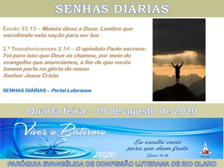 Senhas do dia - 19.08.2020