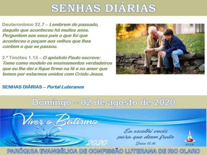 Senhas do dia - 02.08.2020