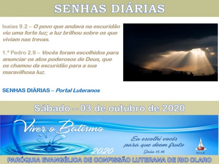 Senhas do dia - 03.10.2020