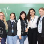 Professoras Fabiana Kroth, Carla Oliveira e Maria Elaine Rosa Martins, assistente de captação e projetos Carina Alves e coordenador geral Dério Milke