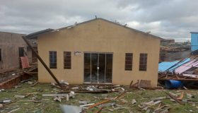 Fachada do Templo de Rio Bonito do Iguacu atingido por um tornado